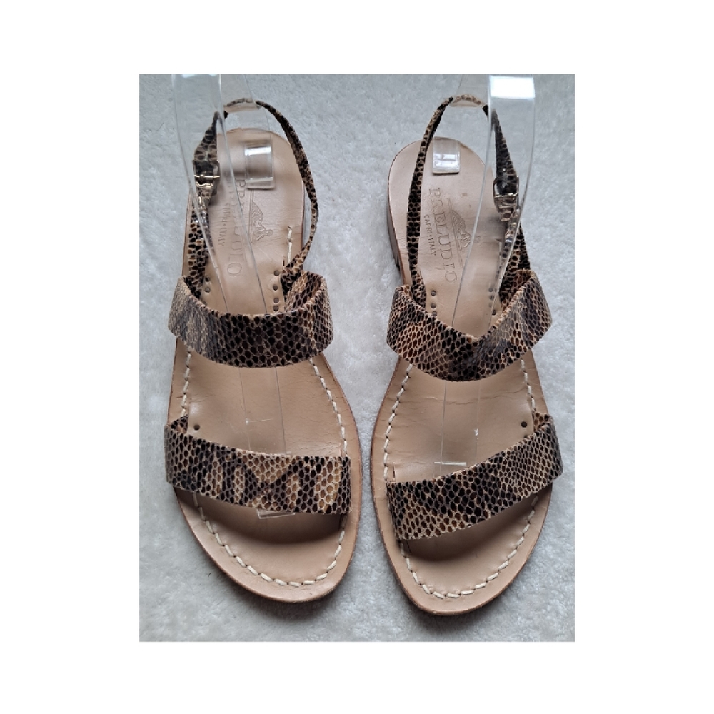 Preludio Capri Italy Woman's US 8 Python Print Sling Back Sandals Leather